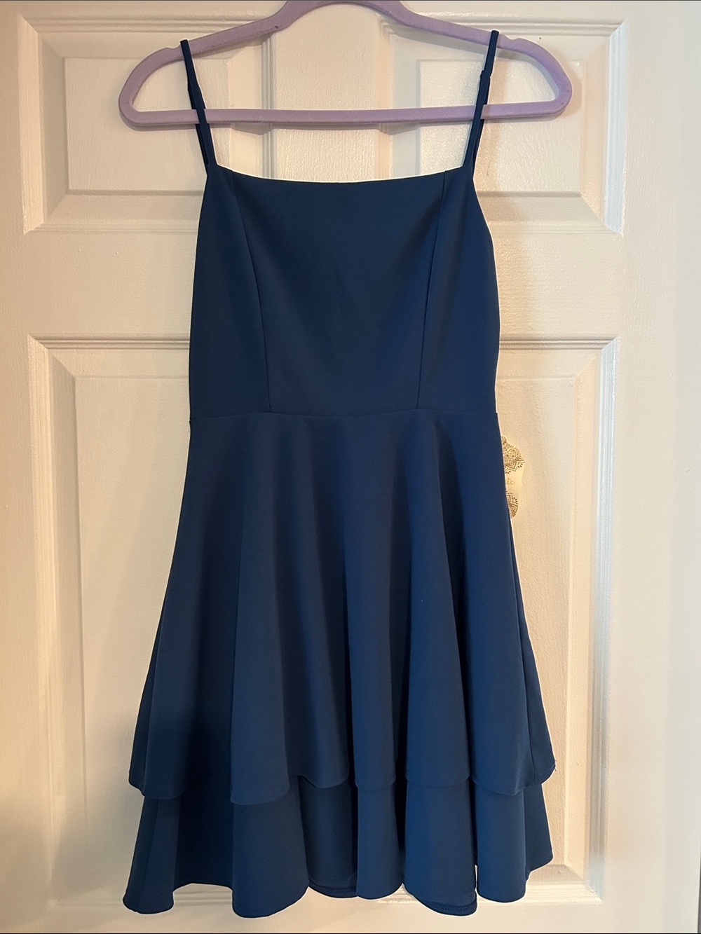 Altar'd State Navy Spaghetti Strap Tiered Skater Dress